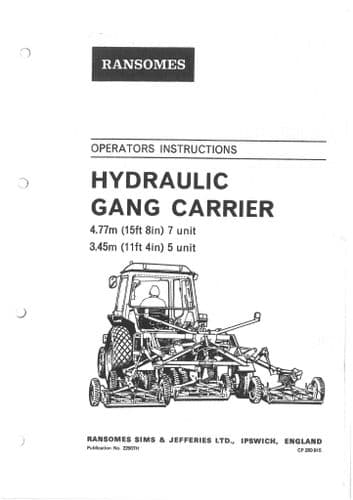 Ransomes Trailed Gang Carrier MK2 Sportcutter & Magna Operators Manual