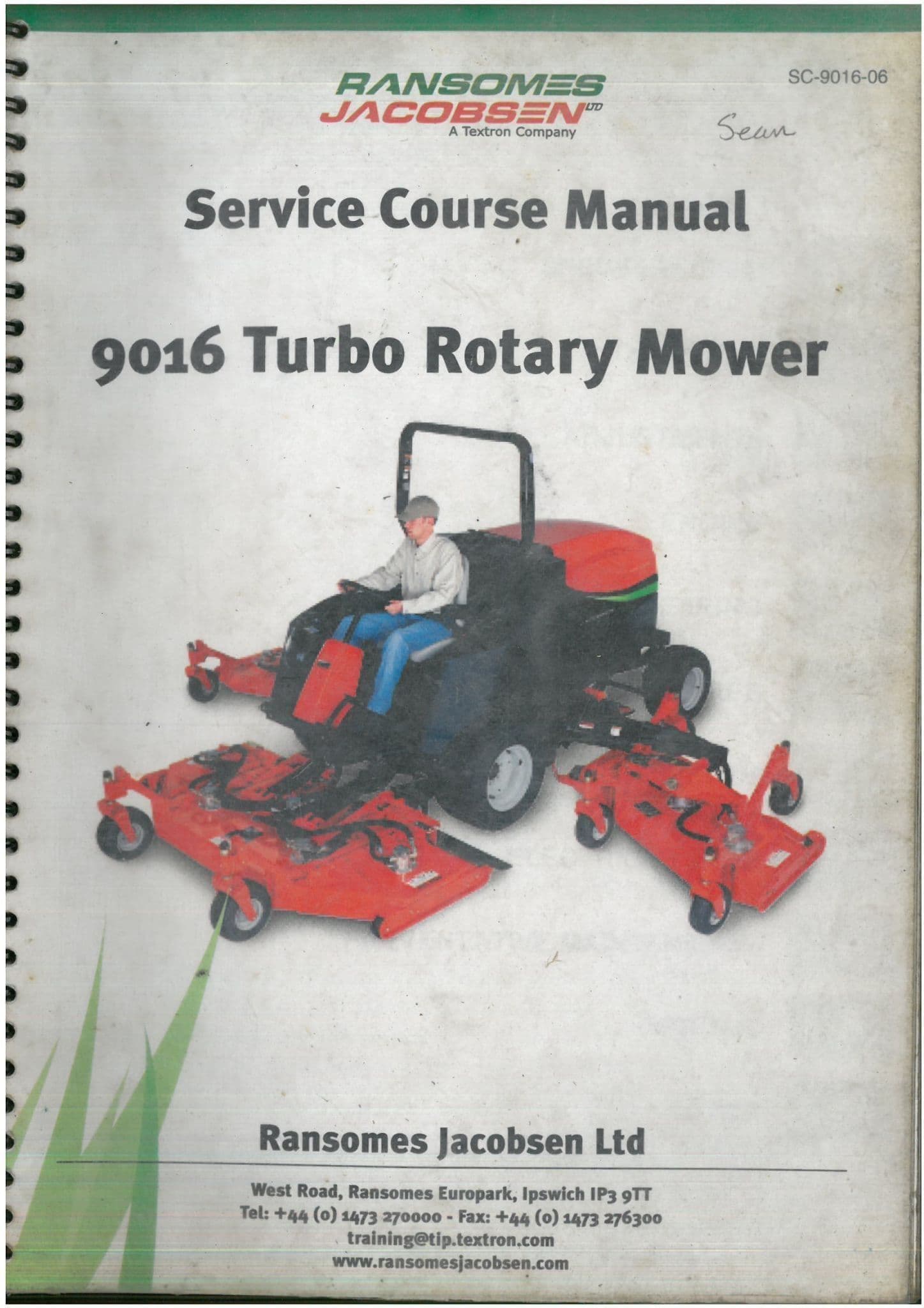 Ransomes Turbo Rotary Mower 9016 Service Course Manual