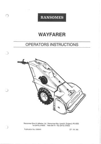 Ransomes Wayfarer Mower Operators Manual