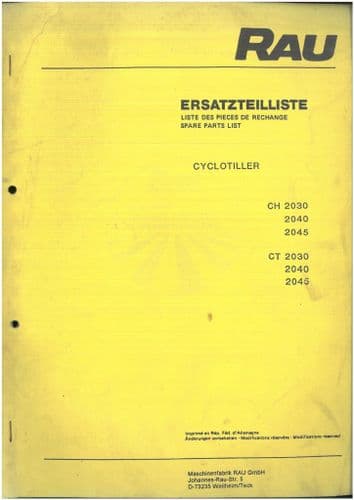 Rau Cyclotiller CH2030 CH2040 CH2045 CT2030 CT2040 CT2045  Parts Manual
