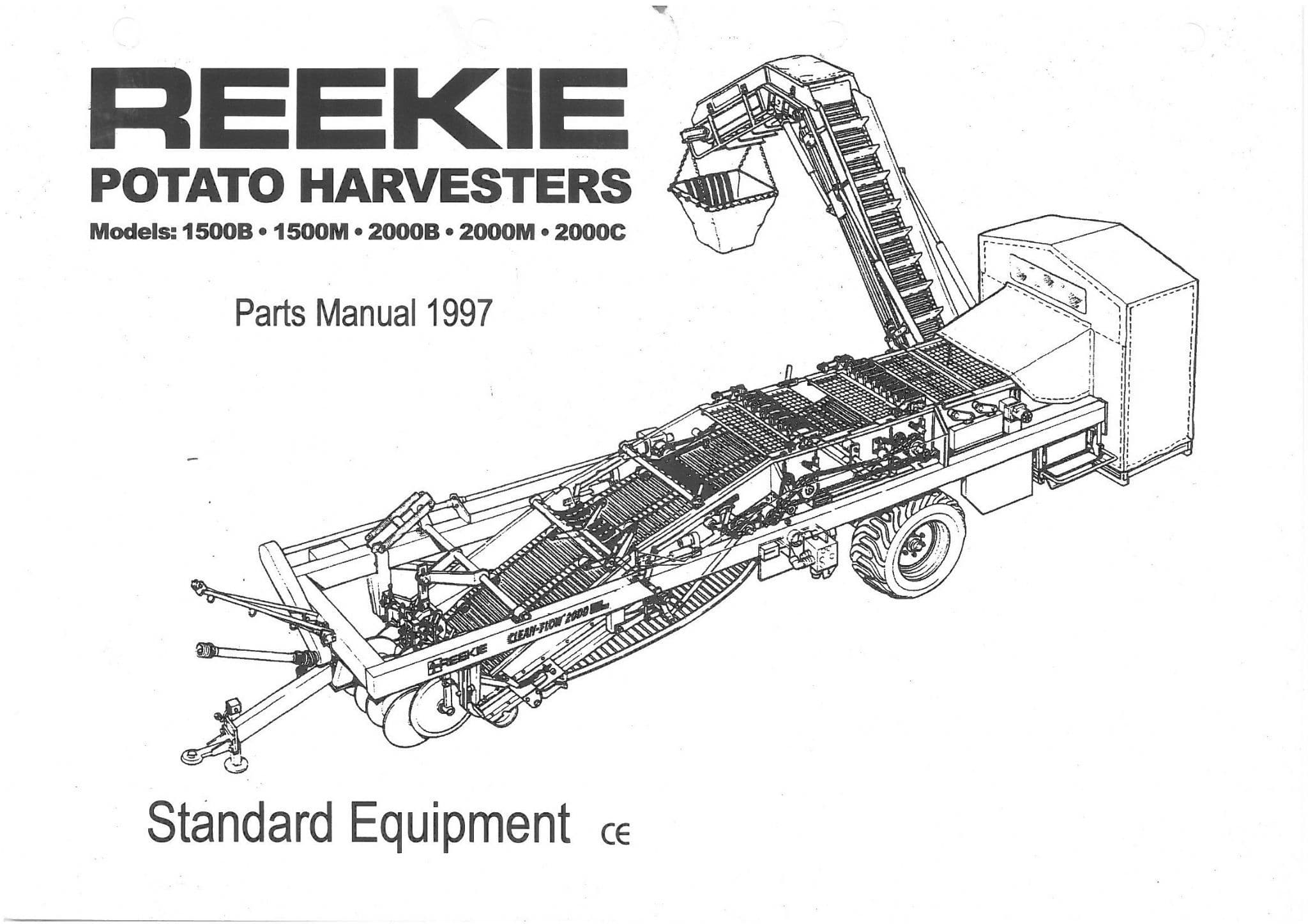 Reekie Potato Harvester 1500B 1500M 2000B 2000M 2000C 2150B 2150M 2170B 2170M Parts Manual