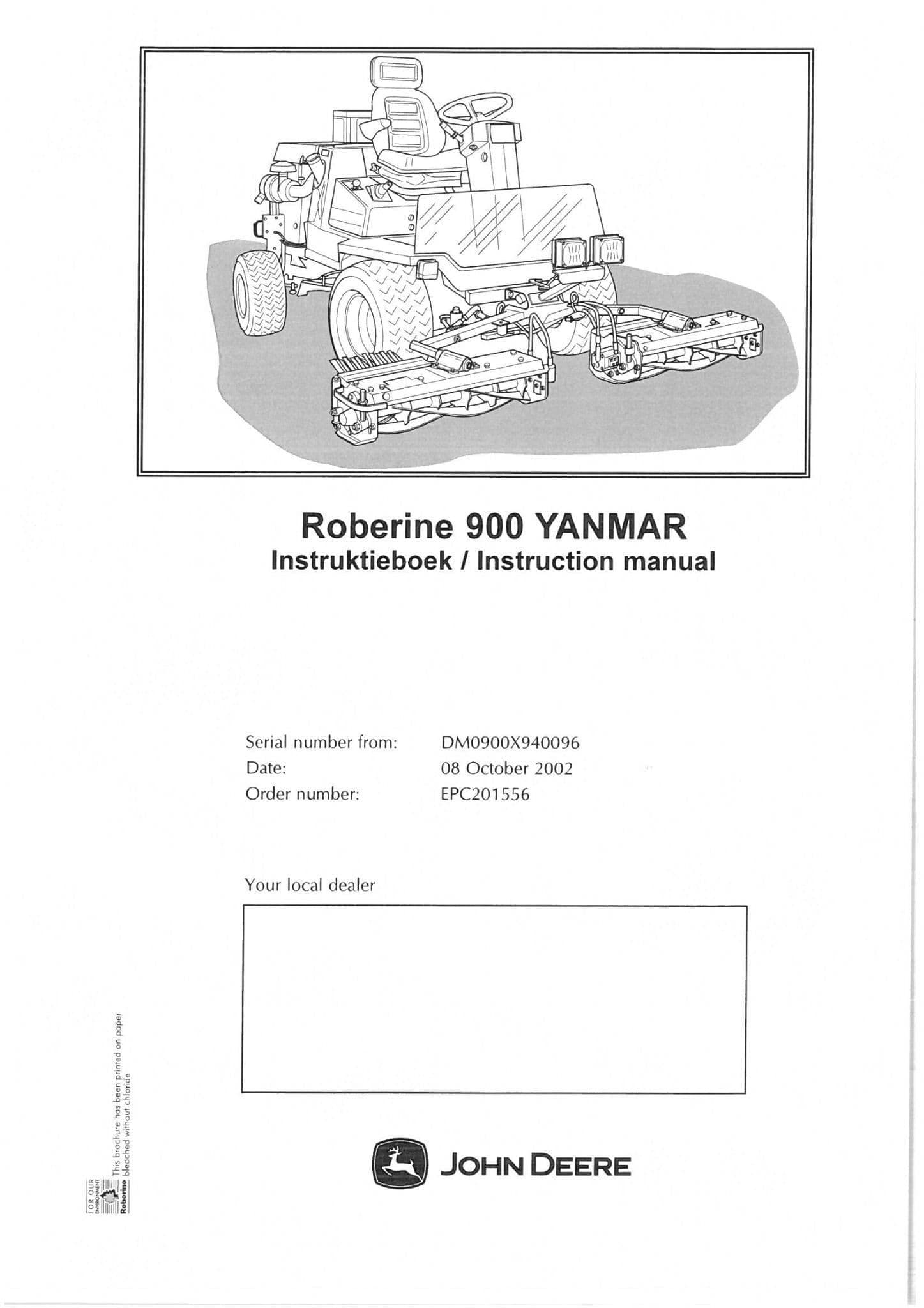 Roberine Mower 900 John Deere Professional 900 Operators Manual