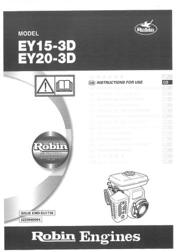 Robin America Inc Engine EY15-3D EY20-3D Operators Manual