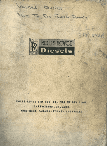 Rolls Royce Diesel Engine C6 N.F.R Parts Manual
