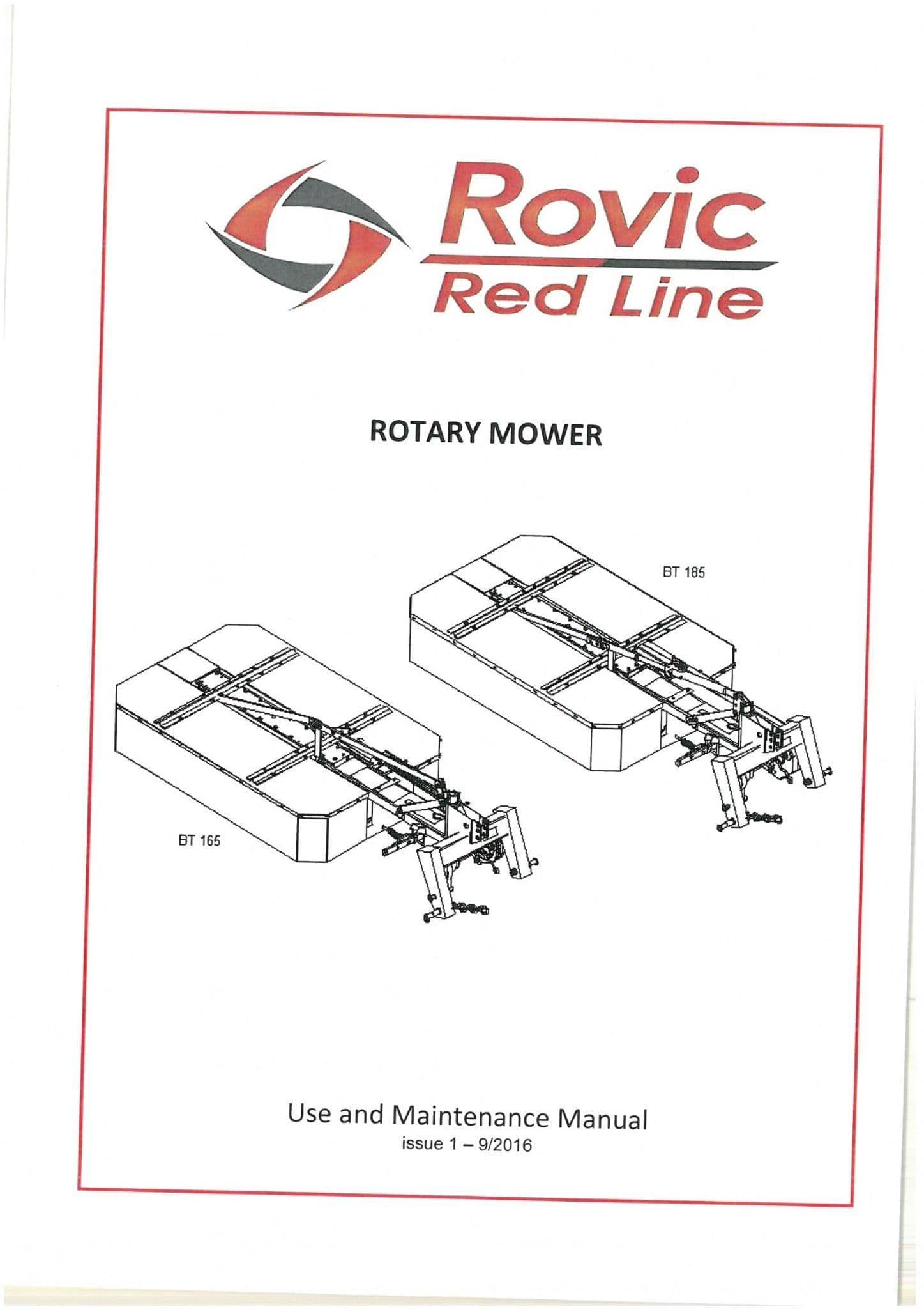 Rovic Red Line Rotary Mower Operators Manual