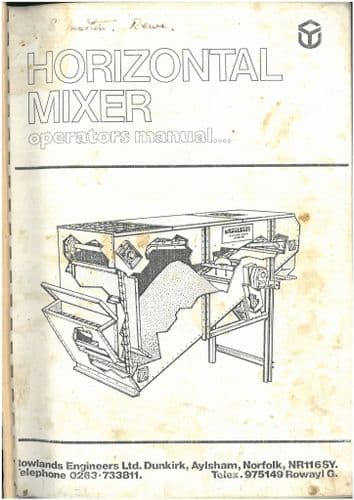 Rowlands Horizontal Feed Mixer Wagon  Operators Manual
