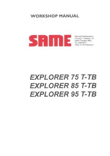 Same Tractor Explorer 75T 85T 95T Workshop Service Repair Manual