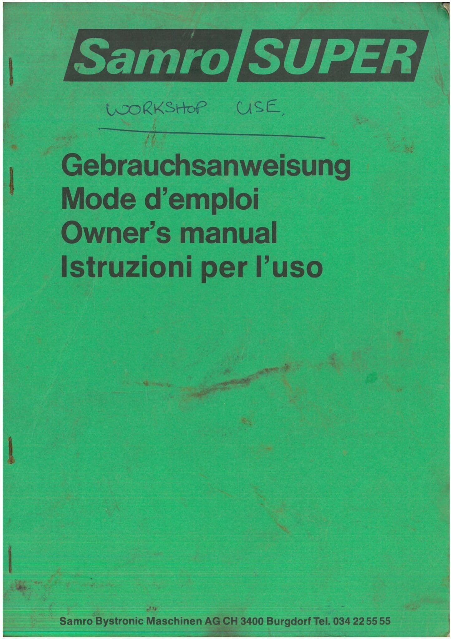 Samro Potato Harvester  "Super" Operators Manual