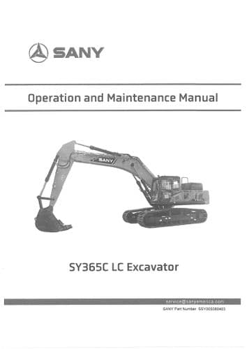 Sany Excavator SY365LC Operators Manual