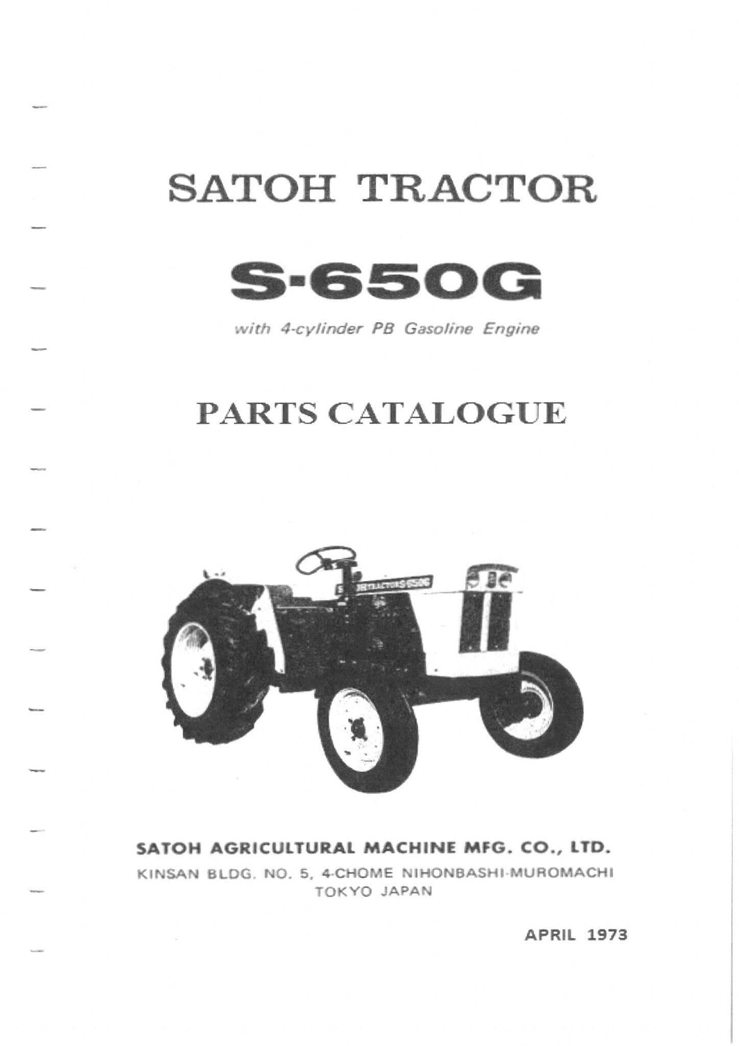 SATOH Tractor S650G Parts Manual