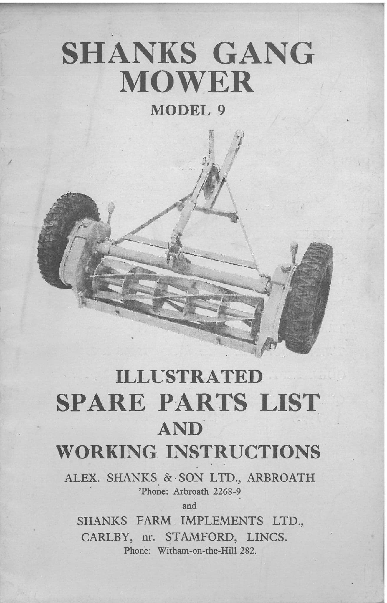 Shanks Gang Mower - Model 9 Operators Manual