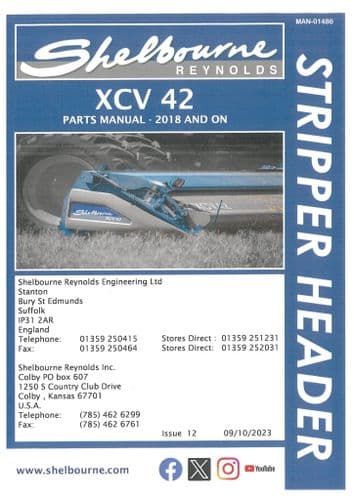 Shelbourne Reynolds Stripper Header XCV42 Parts Manual