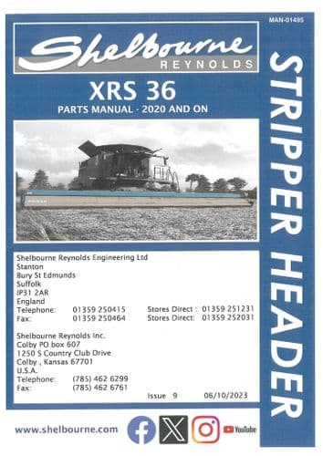Shelbourne Reynolds Stripper Header XRS36 Parts Manual