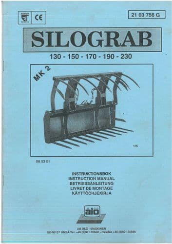 Silograb 160 150 170 190 230 MK2  Operators and Parts Manual