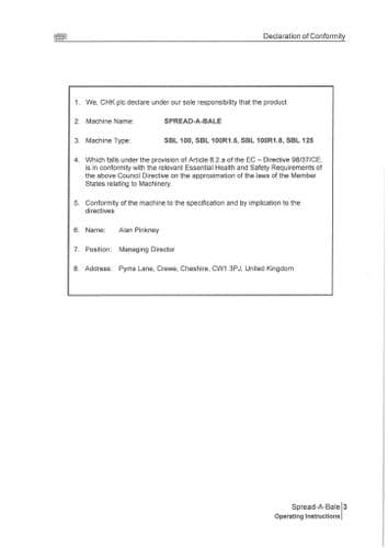 Simba Spread-A-Bale Operators Manual