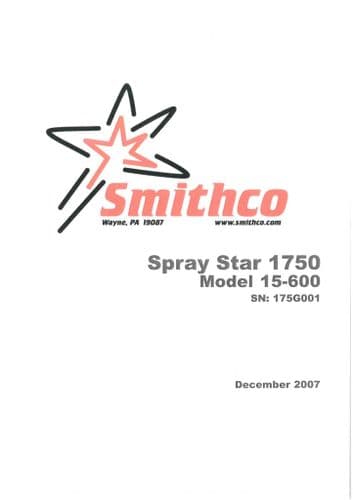 Smithco Spray Star 1750 Operators Manual and Spare Parts List