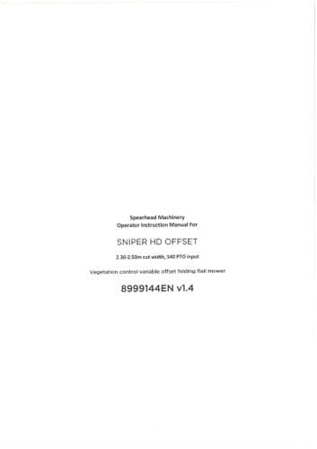 Spearhead Control Flail Mower Sniper HD Offset 2.3 - 2.5 Operators Manual