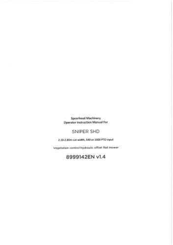 Spearhead Control Offset Flail Mower Sniper RS Operators Manual