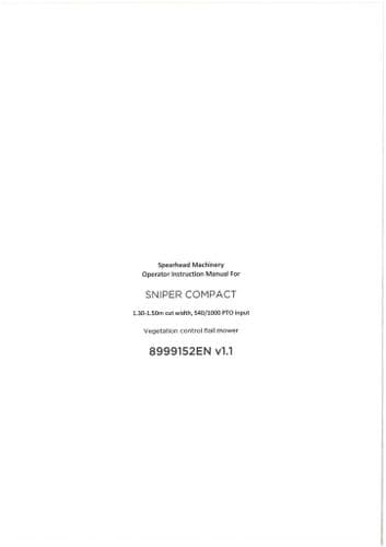 Spearhead Offset Flail Mower Sniper Compact Operators Manual
