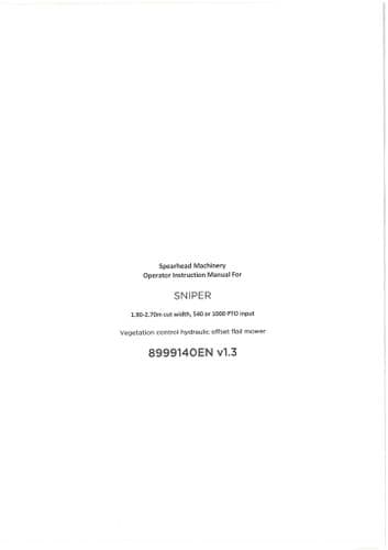 Spearhead Offset Flail Mower Sniper Operators Manual