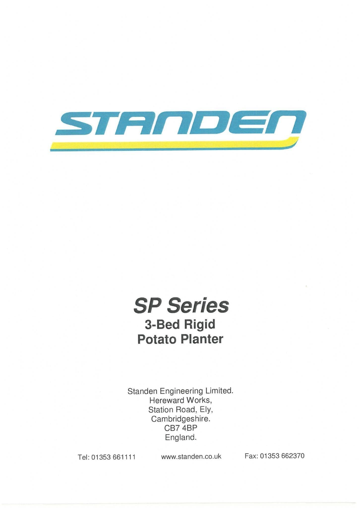 Standen 3 Bed Rigid Potato Planter SP Series Operators Manual