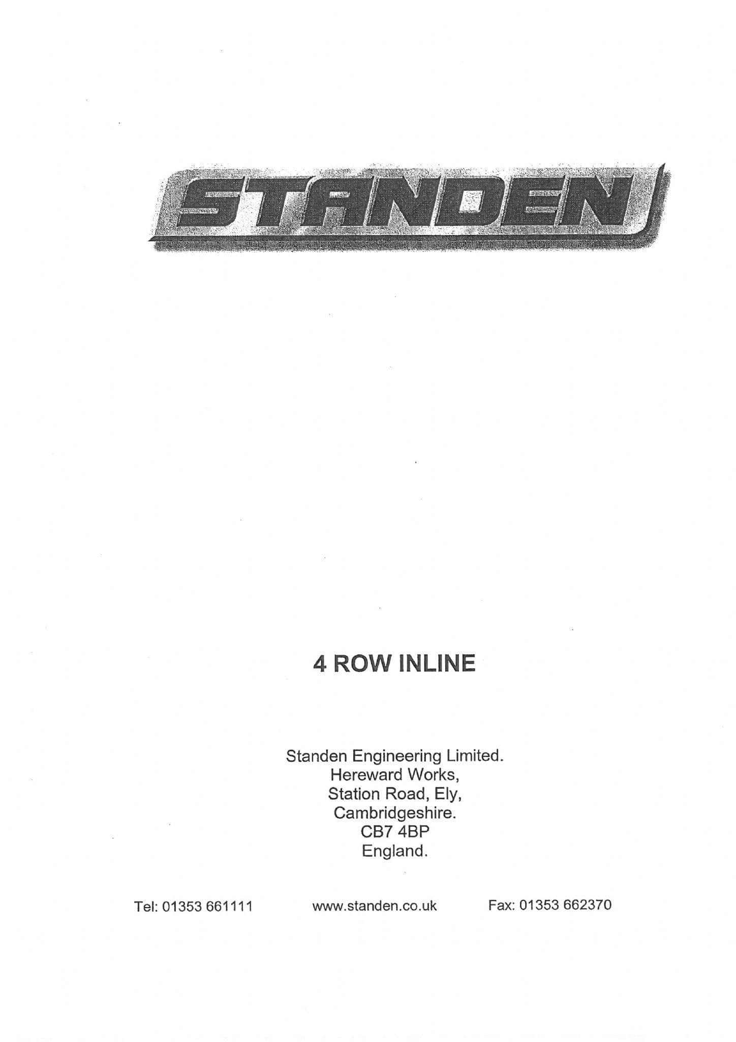 Standen 4 Row Inline Potato Planter H400 Operators Manual