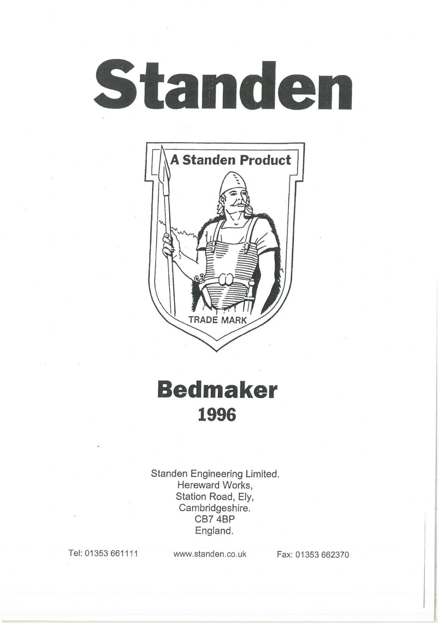 Standen Bedmaker 1996 Operators Manual