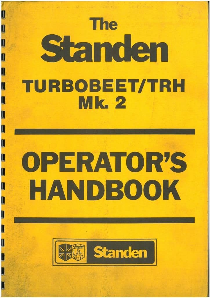 Standen Beet Harvester Turbobeet & TRH Mk.2 Operators Manual with Parts List