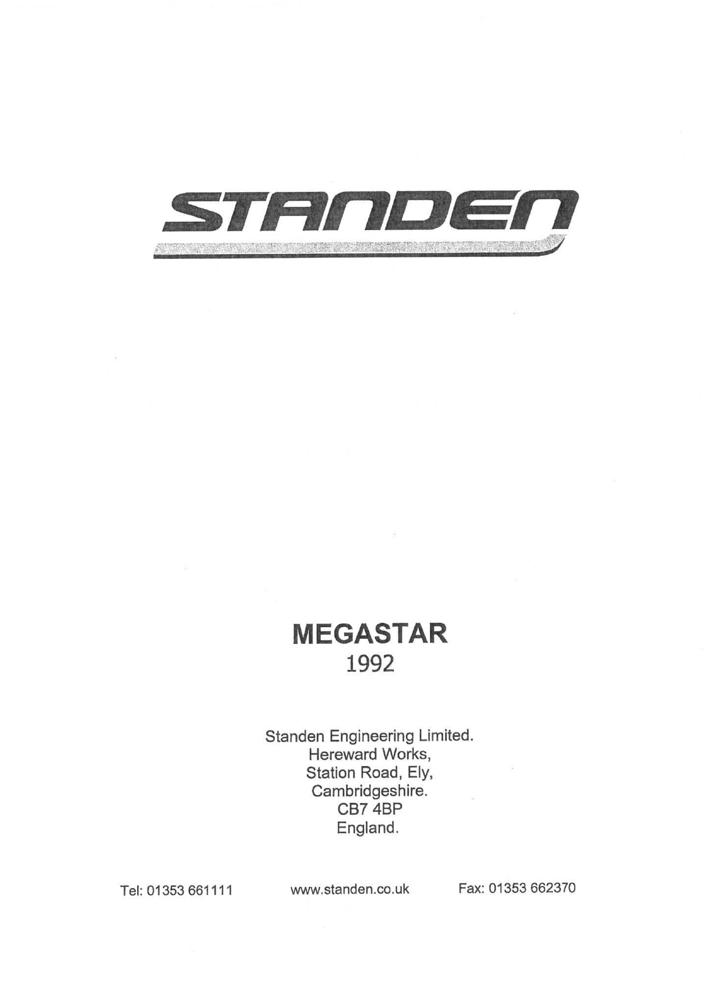 Standen De-Stoner De-Clodder Megastar 1992 Operators Manual