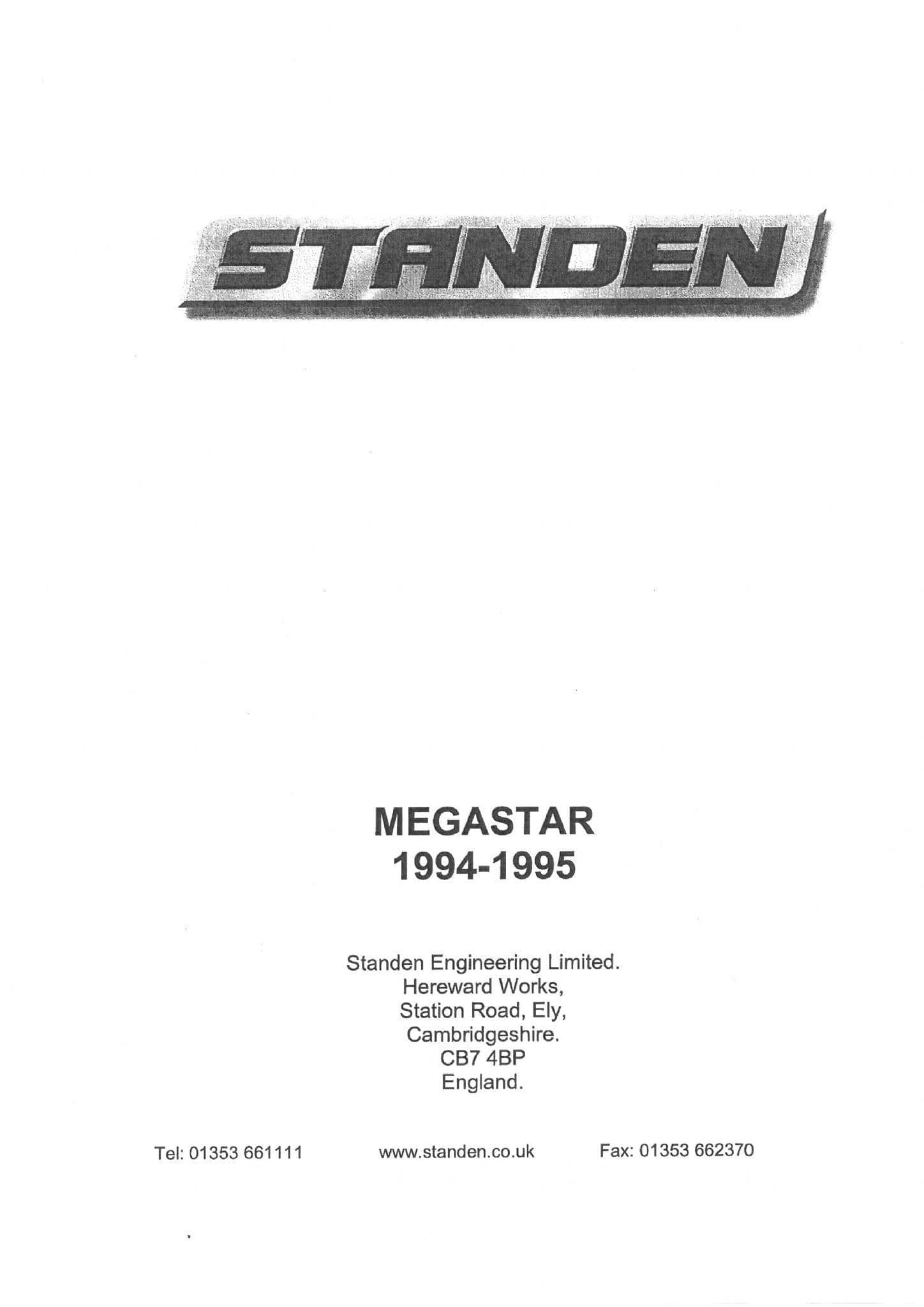 Standen De-Stoner De-Clodder Megastar 1994-1995 Operators Manual