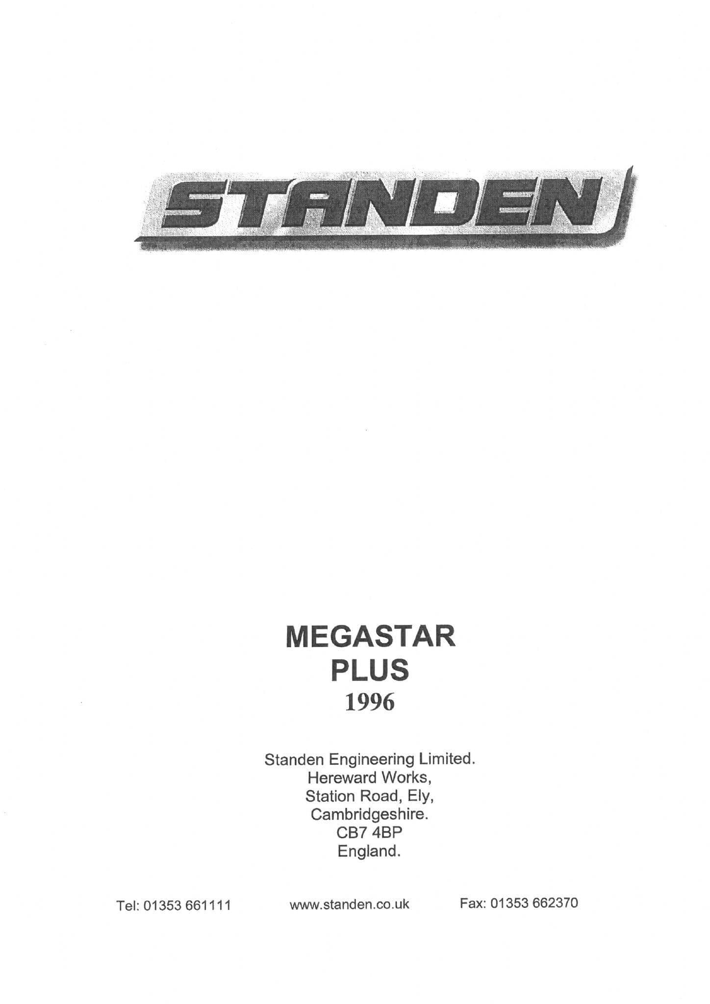Standen De-Stoner De-Clodder Megastar 1996 Operators Manual