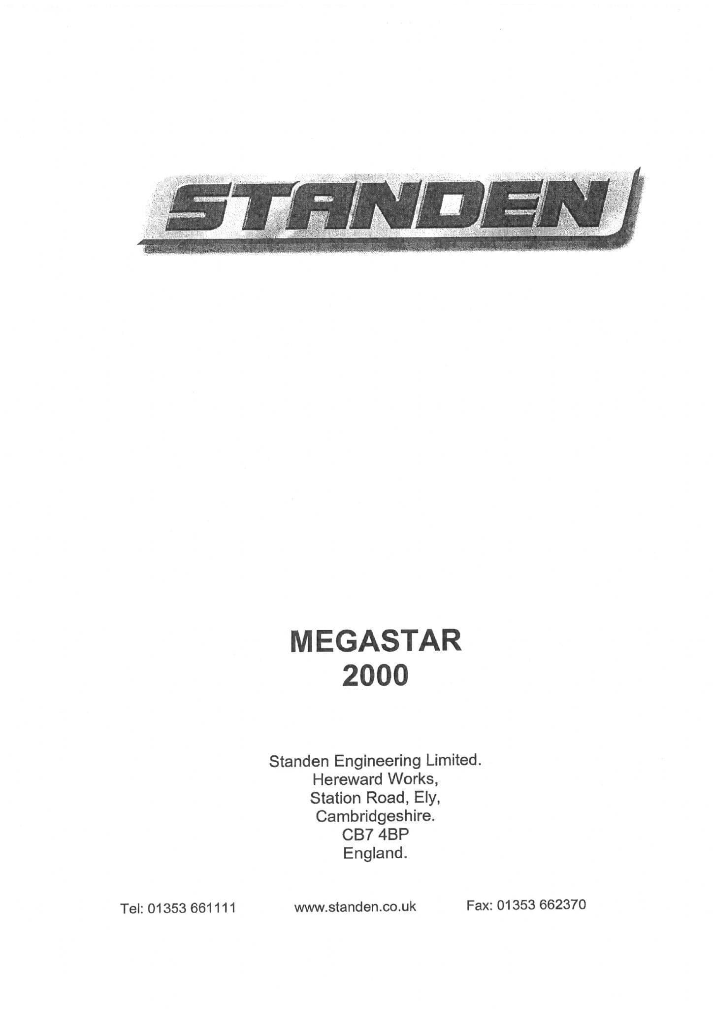 Standen De-Stoner De-Clodder Megastar 2000 Operators Manual