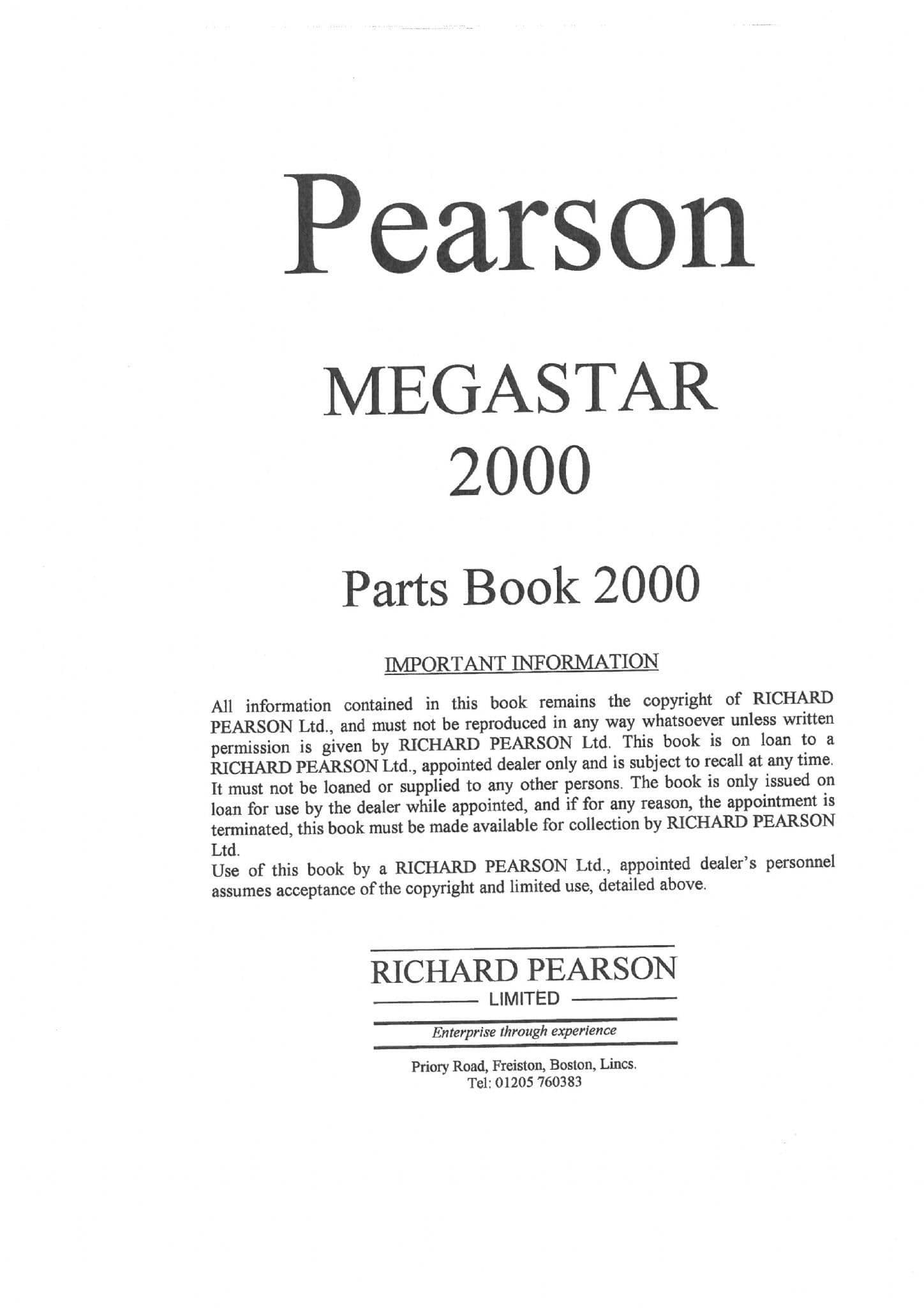Standen De-Stoner De-Clodder Megastar 2000 Parts Manual