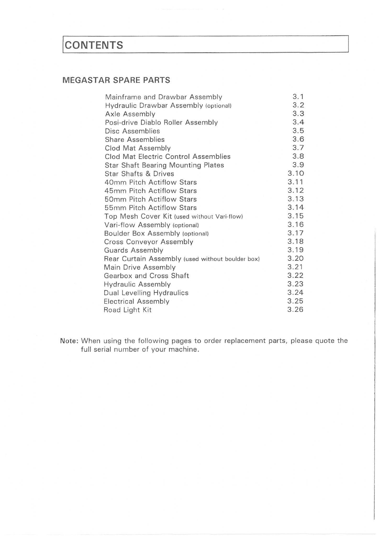 Standen De-Stoner De-Clodder Megastar Actiflow 2005 Parts Manual