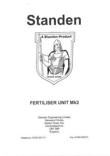Standen Fertiliser Unit Mk2 Operators Manual