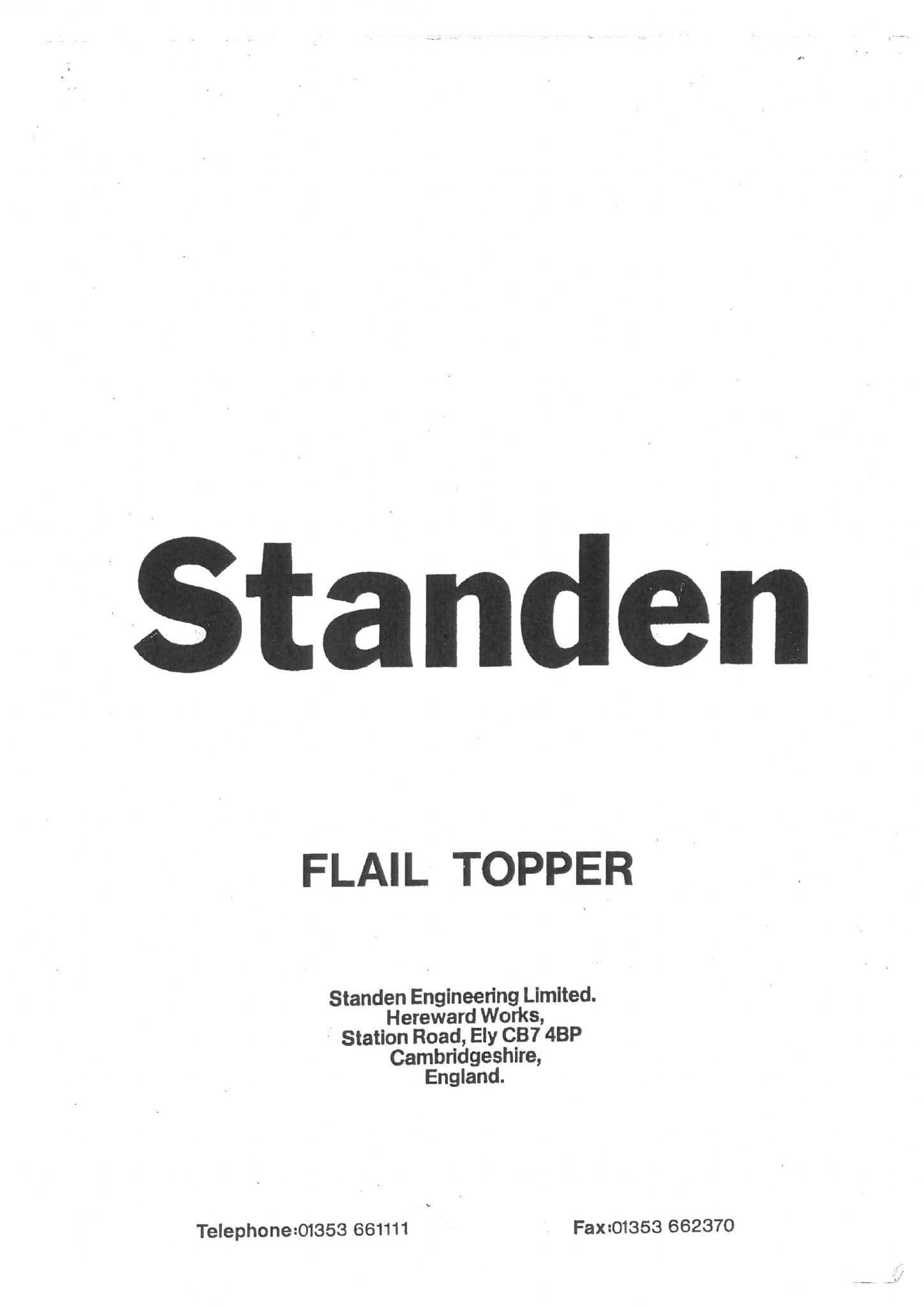 Standen Flail Topper Mk1 Operators Manual