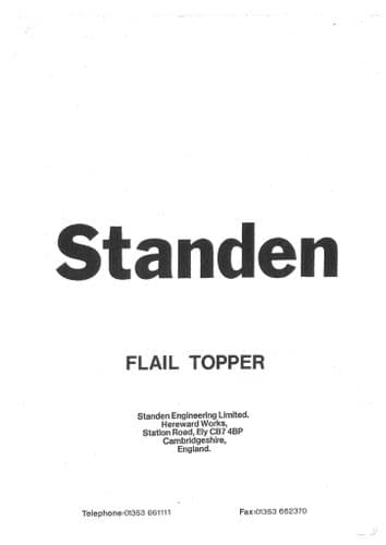Standen Flail Topper Mk1 Operators Manual
