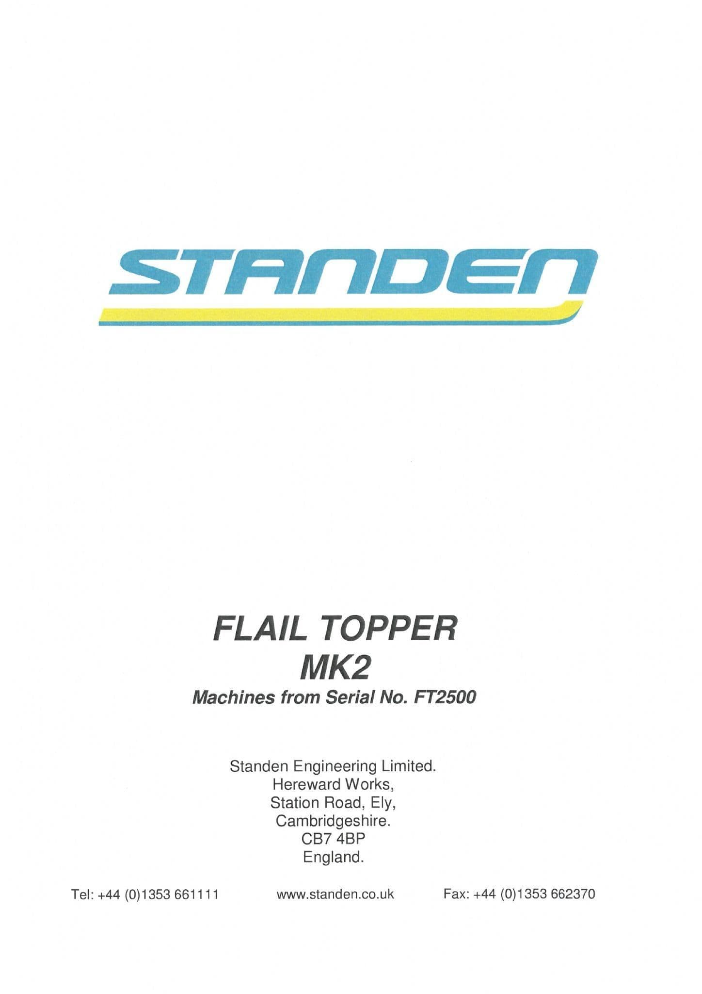Standen Flail Topper Mk2 Operators Manual