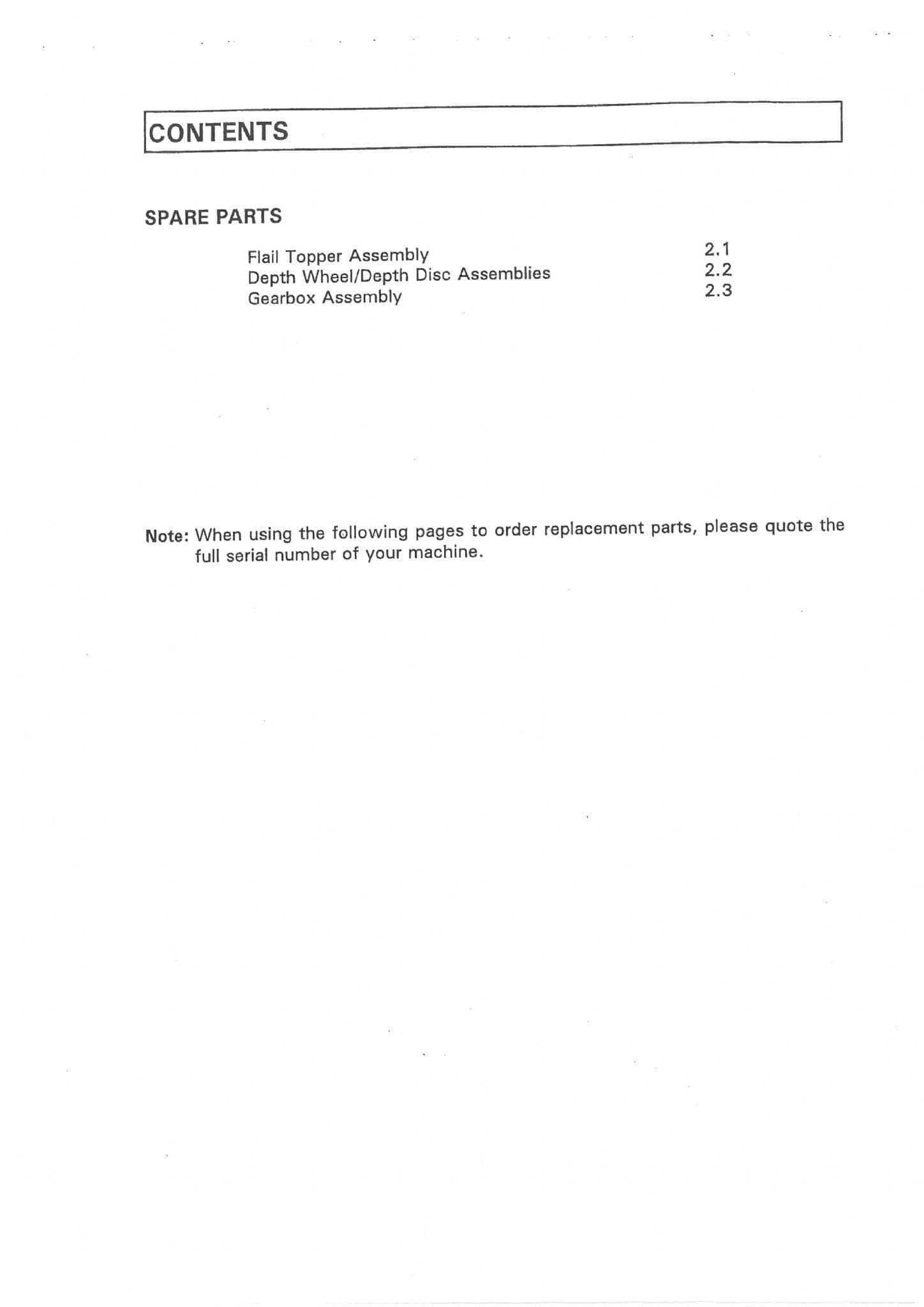 Standen Flail Topper Mk2 Parts Manual