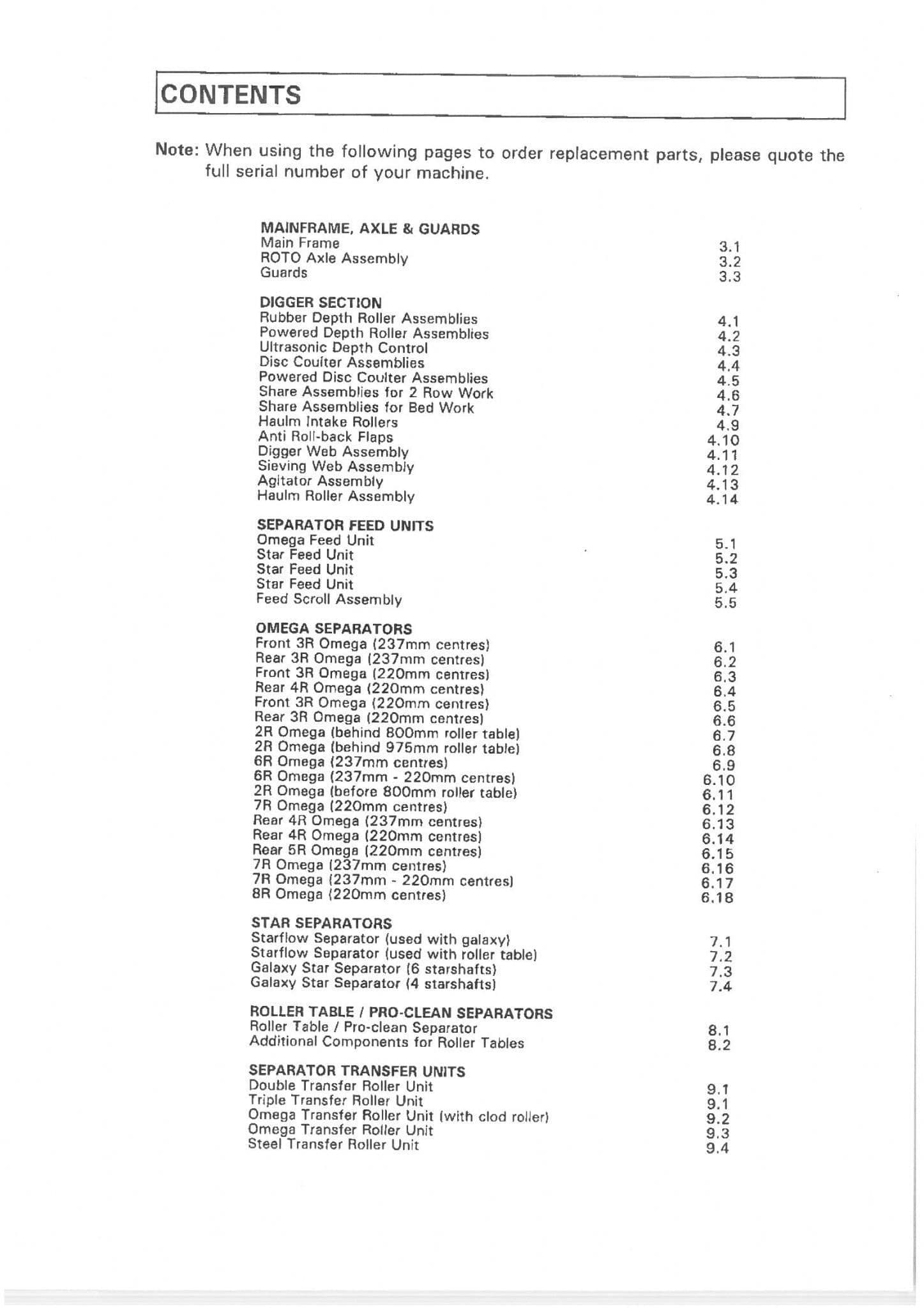 Standen Potato Harvester T2 Parts Manual