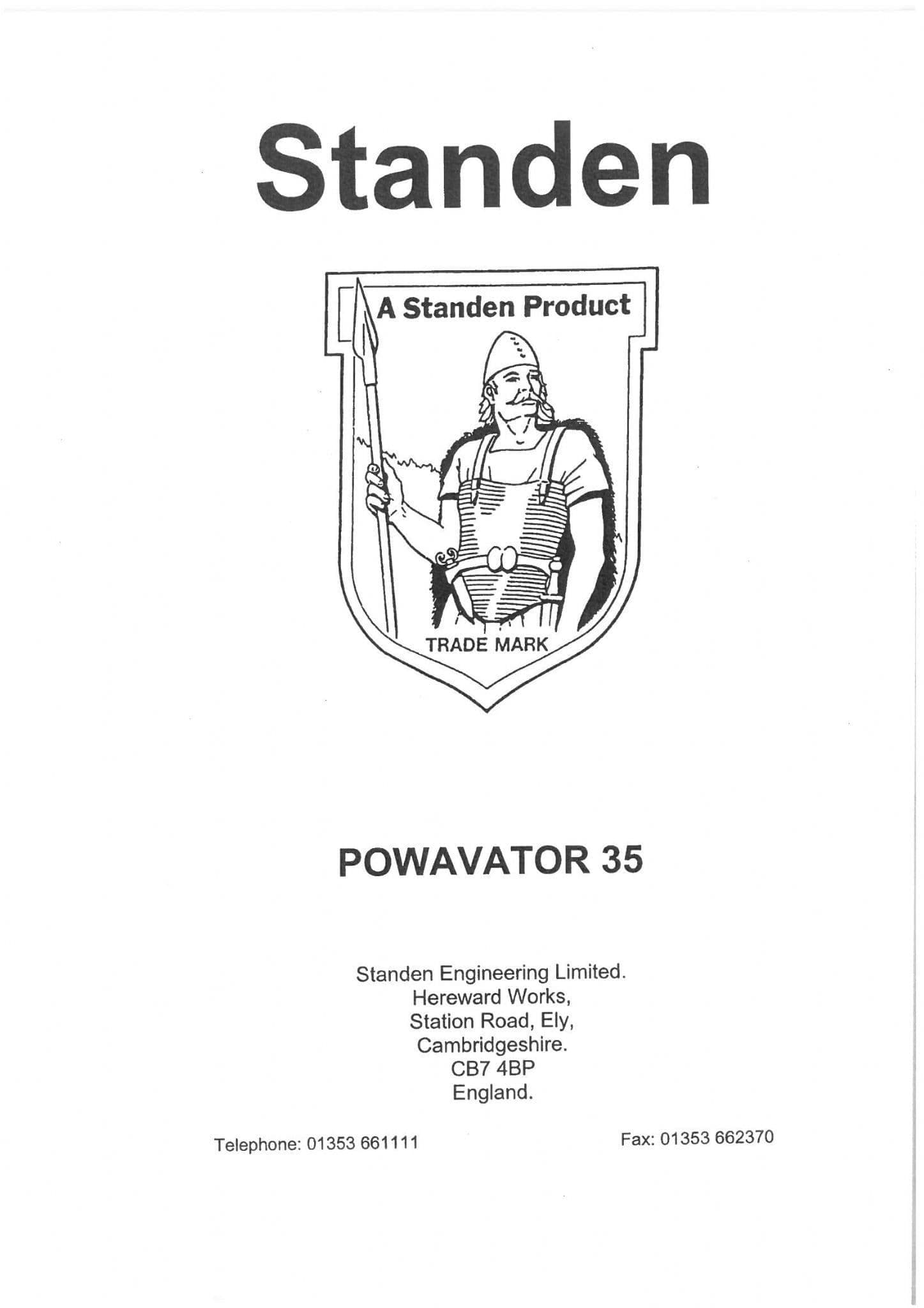 Standen Powavator 35 Operators Manual