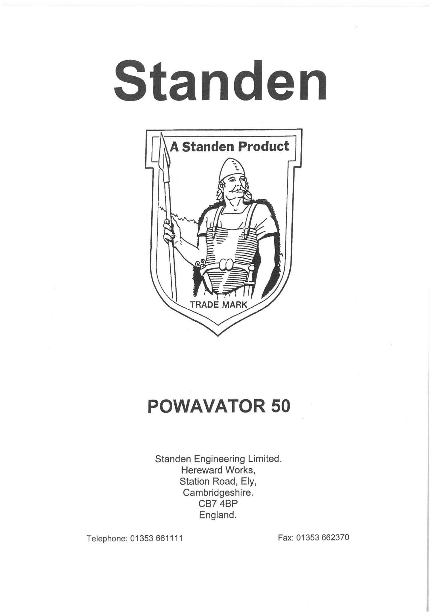 Standen Powavator 50 Operators Manual