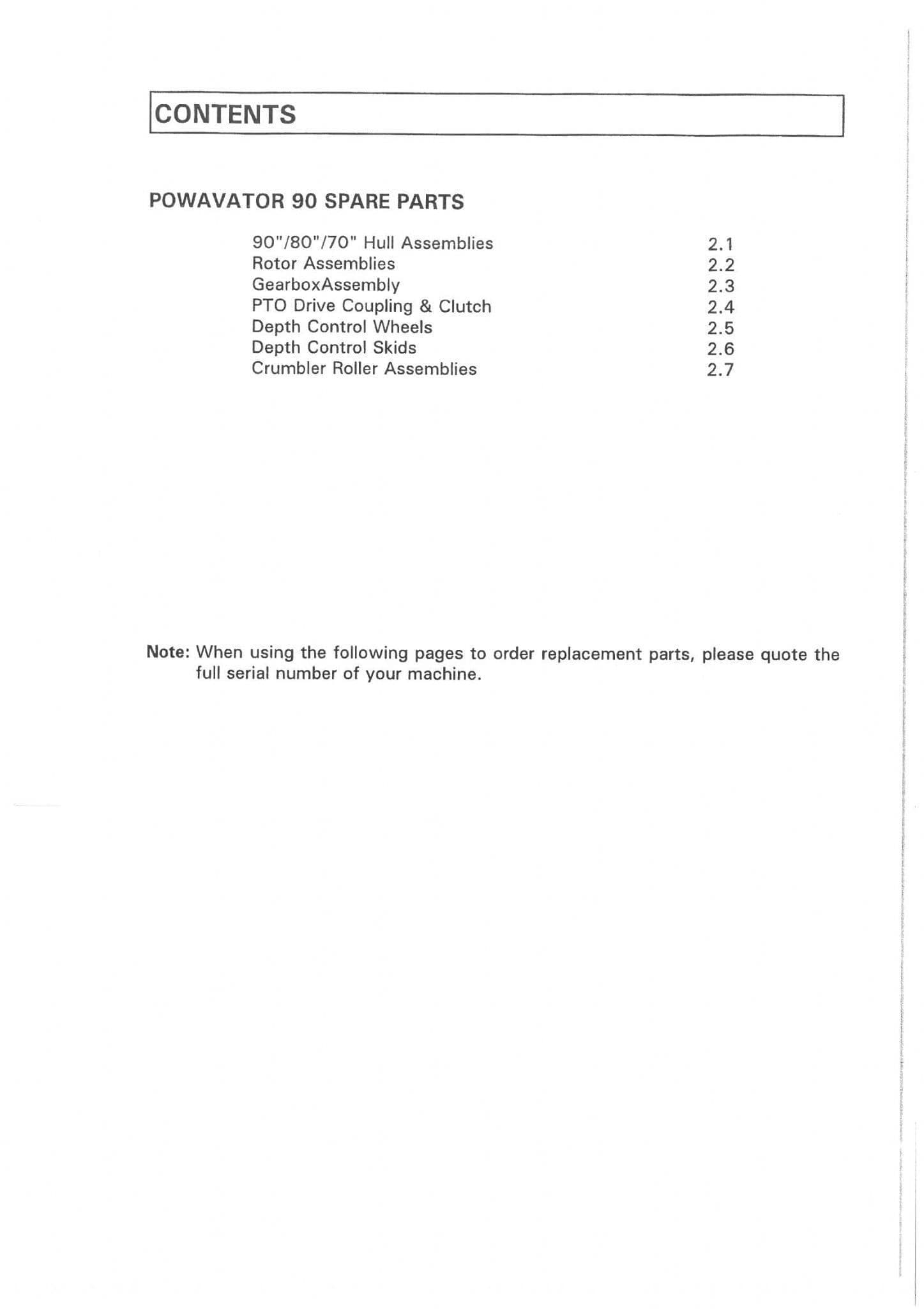 Standen Powavator 90 Parts Manual