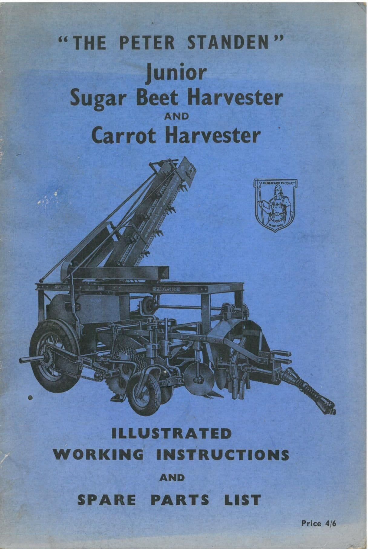 Standen Sugar Beet Harvester & Carrot Harvester Operators Manual with Parts List