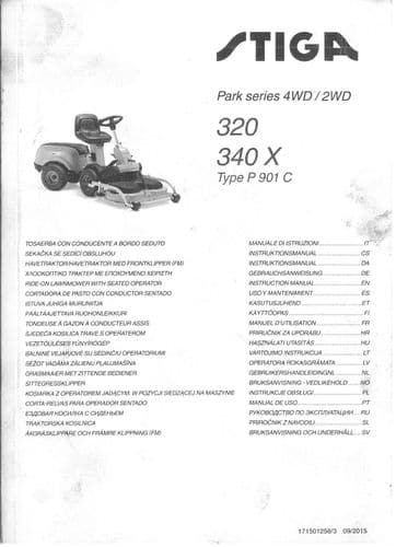 Stiga Park Series Ride on Mower Park 320 340X 4WD 2WD Type P901C Operators Manual
