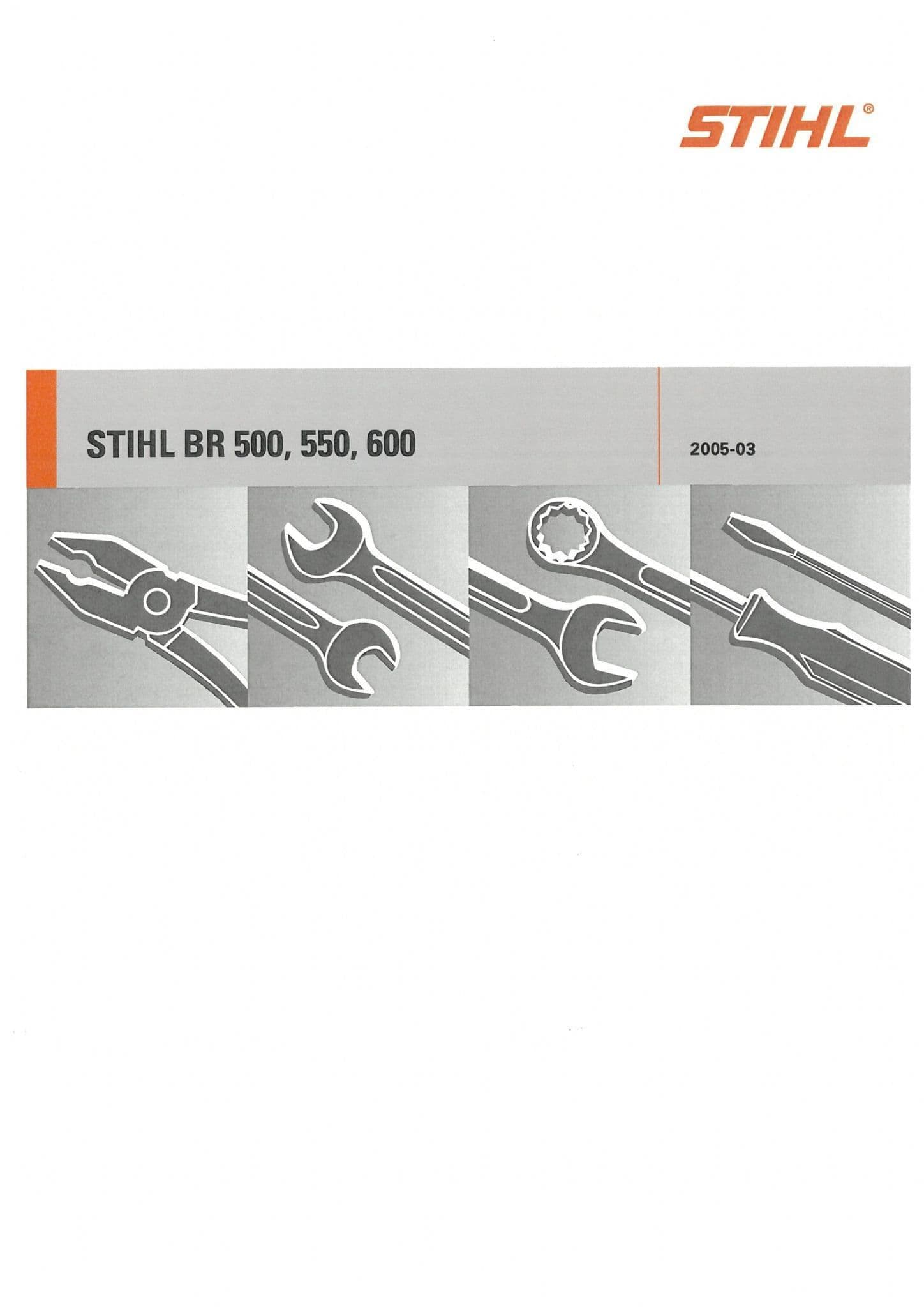 Stihl Back Pack Leaf Blower BR500 BR550 BR600 Workshop Service Manual
