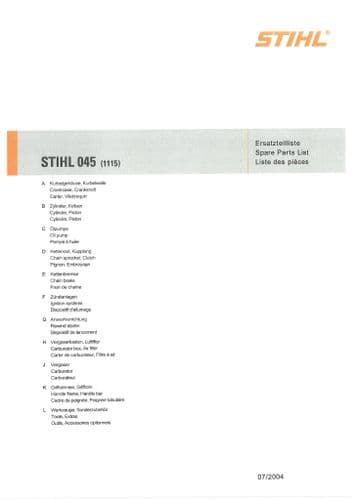 Stihl Chainsaw 045 Parts Manual