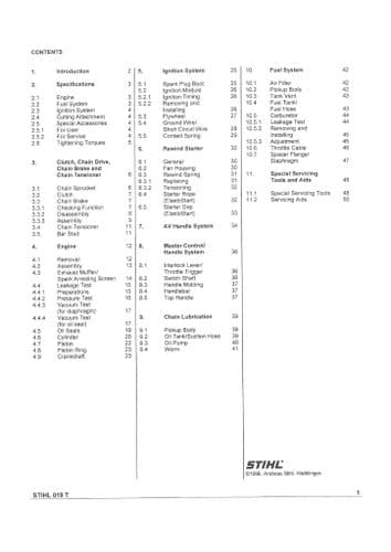Stihl Chainsaw MS190T MS191T Workshop Service Manual