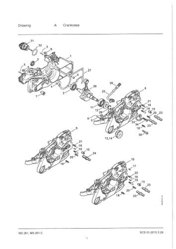 Stihl Chainsaw MS261 & MS261C - 1141 Parts Manual