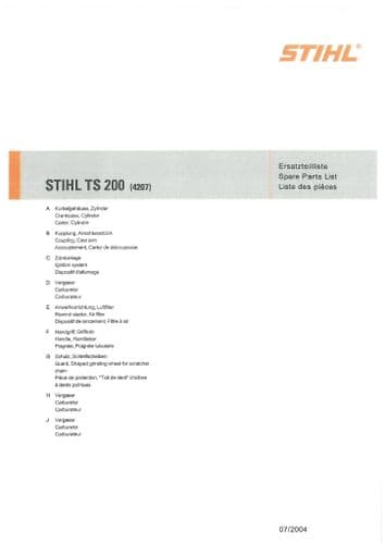 Stihl Concrete Saw TS08 -4207 Parts Manual